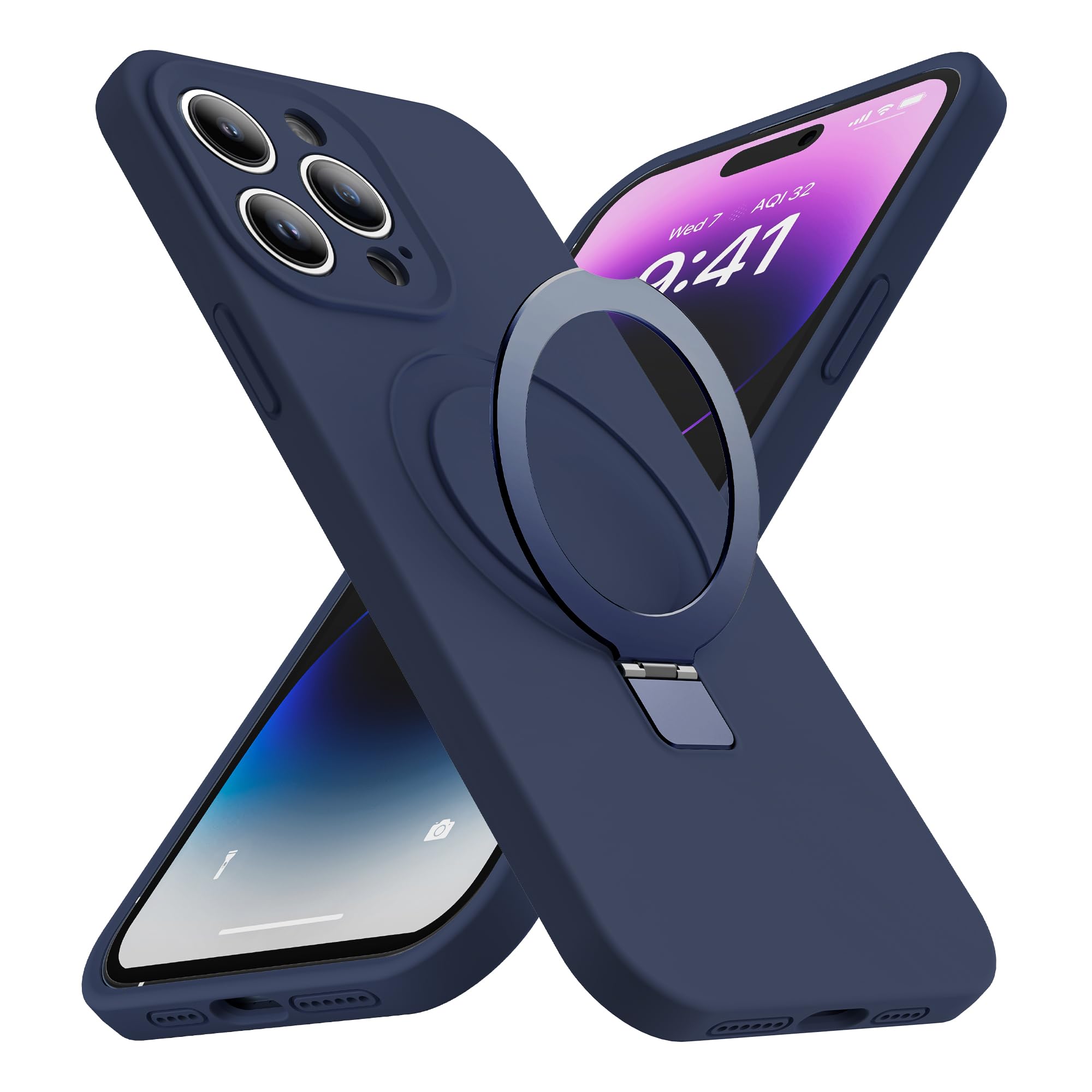 Funda para iPhone 14 Pro Max con soporte magnético invisible, compatible con MagSafe, protección de grado militar, a prueba de golpes, silicona para iPhone 14 Pro Max, fundas de teléfono para mujeres