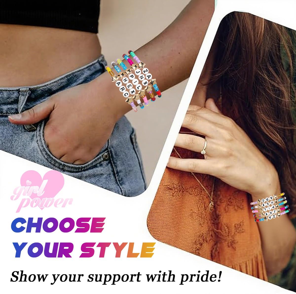 AICase for Arcane Merch Gifts Toys Inspired Bracelets 5 Pcs Stackable Stretch Beaded Friendship Bracelets Anime Costume Cosplay Jinx Merchandise Gifts for Fans Women Birthday Christmas Stocking - Image 7