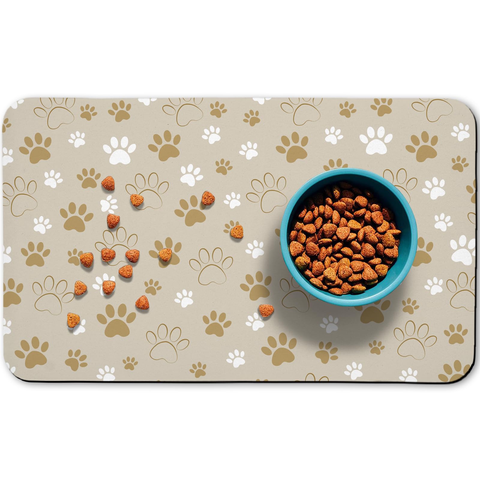 Dog Food Mat, Absorbent Water Bowl Mats Cat Pet Feeding Placemats Beige 16 * 24 inch