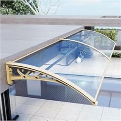 Techo Sandwich Blanco Marquesina para Puertas Ventanas Toldo de la ventana de la puerta Porche trasero delantero Cubierta exterior Marquesinas de la terraza del techo Agua UV Resistente a la lluvia Toldo de la puerta Toldo