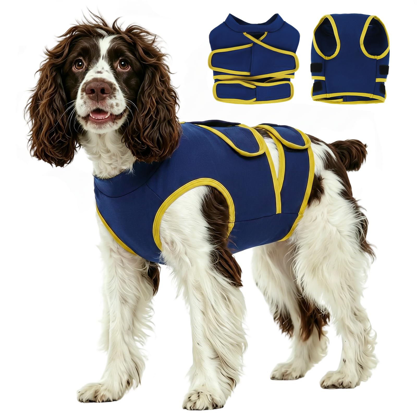 Kuoser Dog Calming Vest Adjustable Anxiety Jacket for Dogs Firework, Blue M