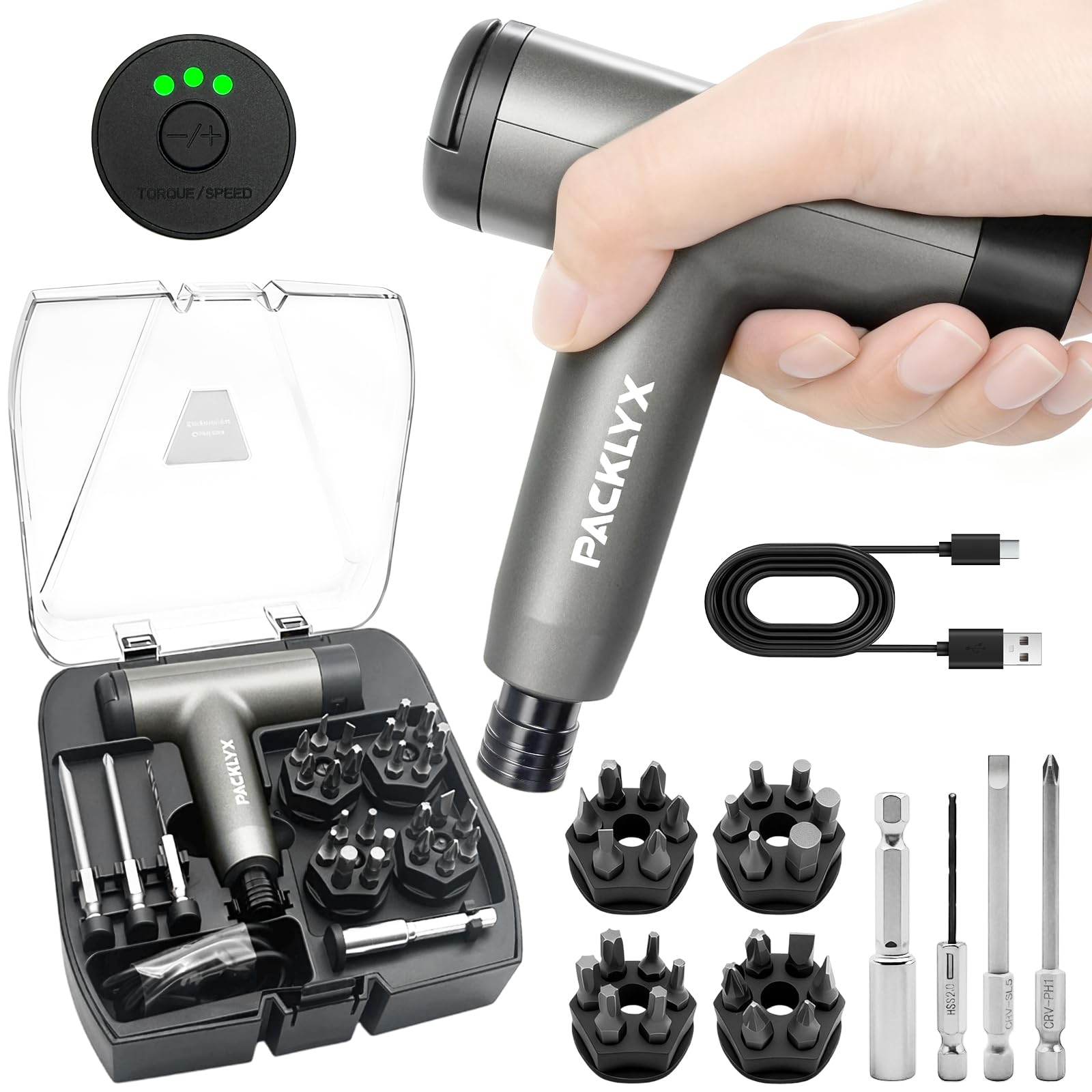 Amazon | 電動ドライバー 小型 【28個部品・軽量191g】Packlyx 電動