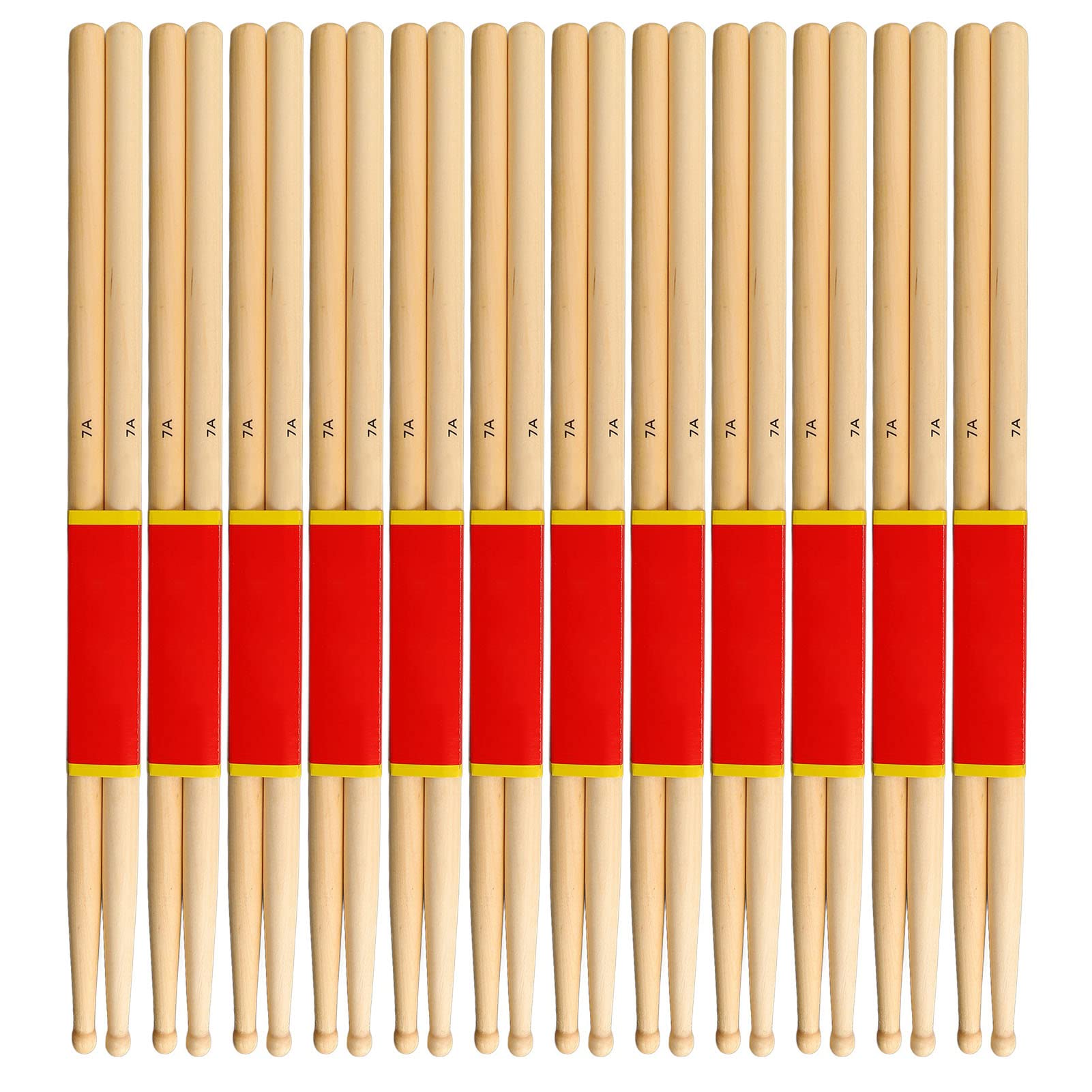 12 pares de baquetas de madera de arce, juego de baquetas livianas, material de madera de arce de primera calidad para el rendimiento de la práctica escolar, diseño de cabeza de