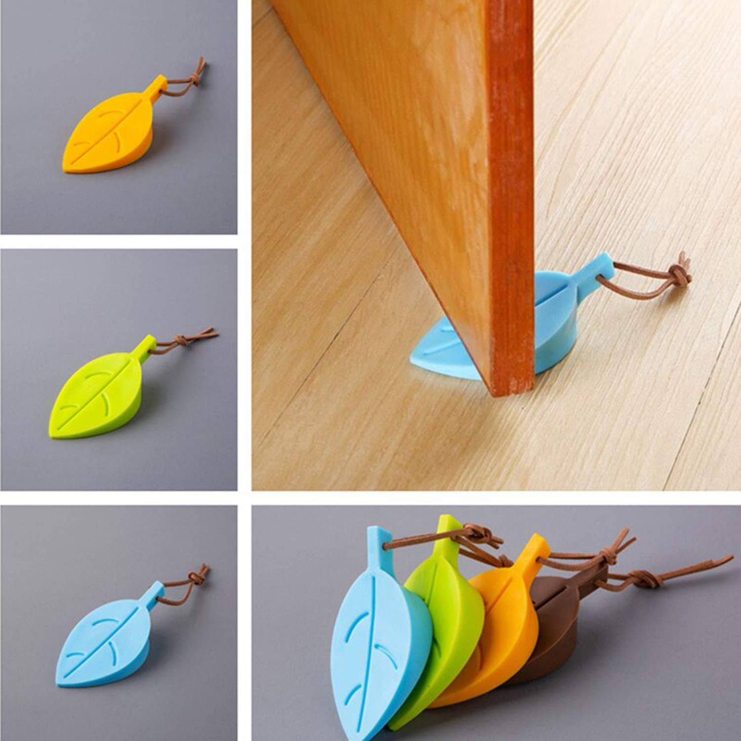 🔥 Cаѕhbасk uр tо 70% Leaf Style Door Stoppers Set - Silicone Rubber Stoppers Colorful Door Stopper Finger Protector Rubber Door Stopper with Holders Silicone Window/Door Stops Baby Door Wedge Stopper for Home and Office