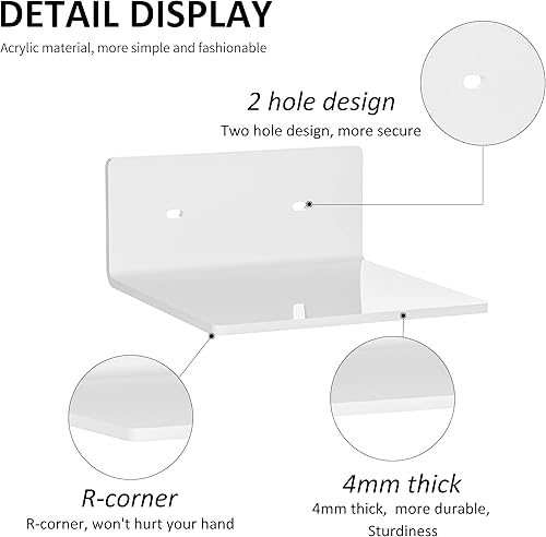 Miniatura 4 de Paquete de 2 estantes de pared pequeños de acrílico de 6 pulgadas, estante flotante para montaje en pared, repisas de acrílico para figuras Funko