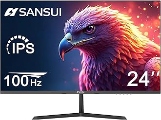 SANSUI 24 inch Monitor, IPS Display, 100Hz, FHD, Computer Monitor, Home Office (HDMI Cable Included)