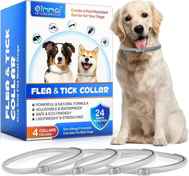 Collare Antipulci per Cani - 4 Pezzi Impermeabile, 24 Mesi Protezione