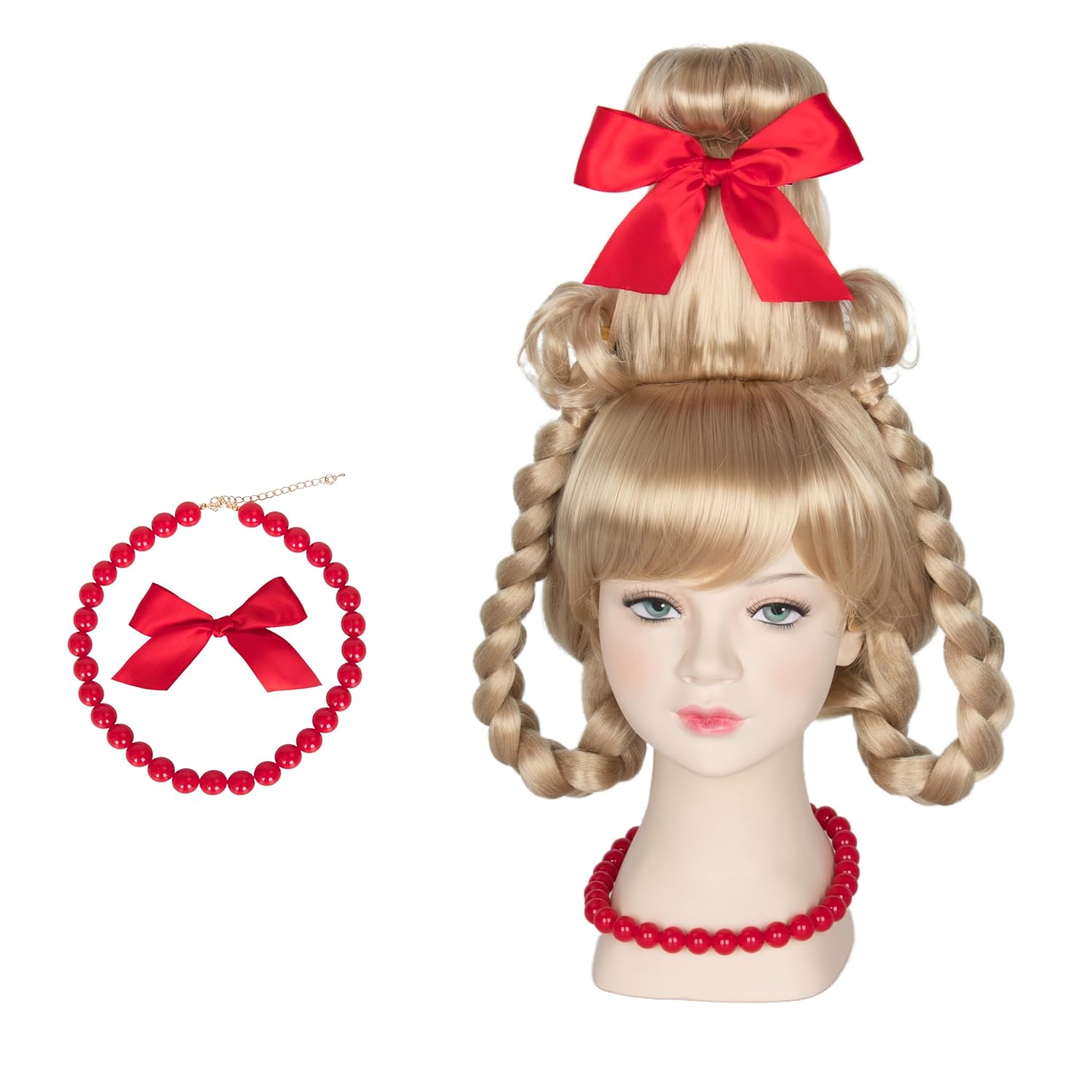 Yan Dream Christmas Girls Wig Long Blonde Braided Wig with
