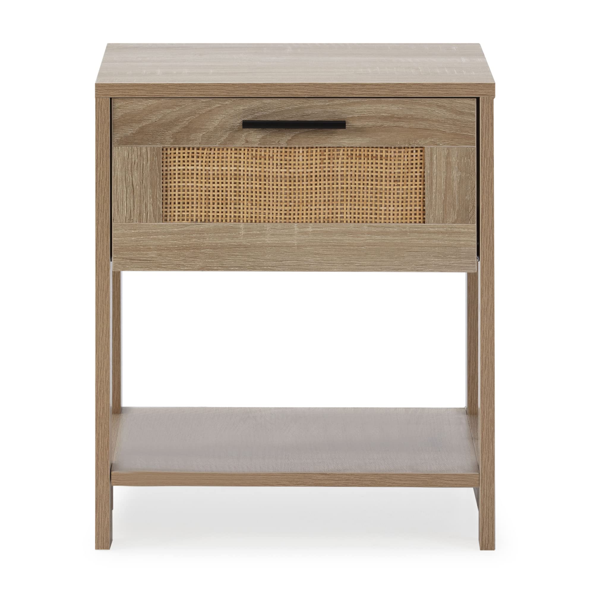 HOMN LIVING Mesita de Noche Dalia 1 Cajón y 1 Estante Color Roble, guías metálicas, 40 cm (Ancho) 40 cm (Profundo) 48 cm (Altura)
