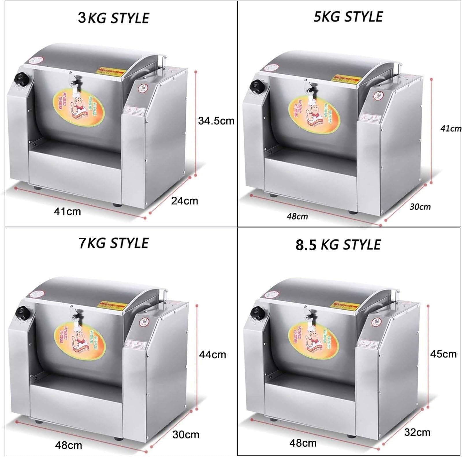 Máquina amasadora de acero inoxidable, amasadora en espiral, amasadora comercial, batidora de alimentos, batidora para masa pesada, con ajuste de tiempo para panaderías, restaurantes,3KG