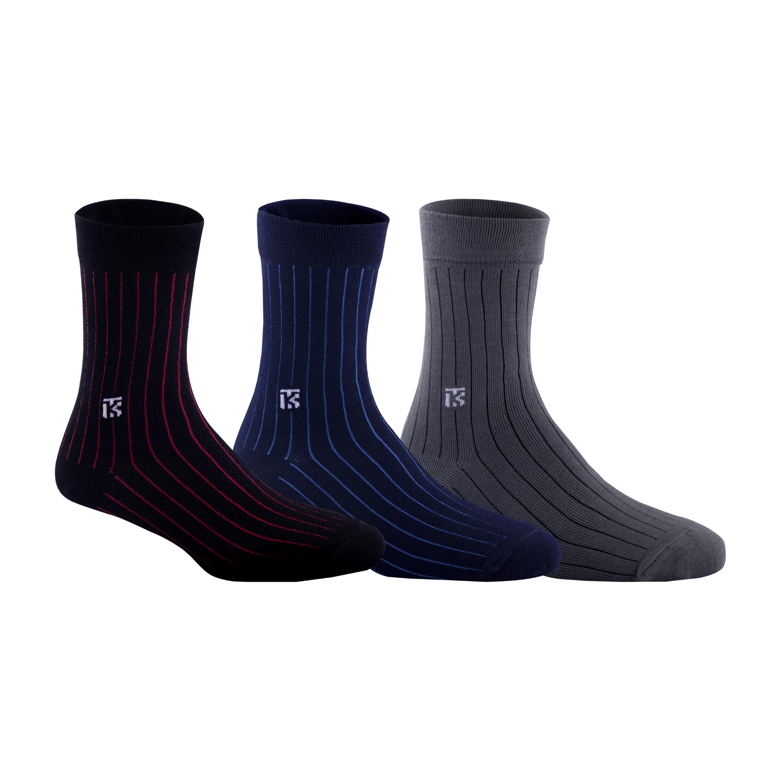 kikitoes Trio Luxe Pack | Merlot Rib - Cobalt Rib - Graphite Rib | Bamboo Combo Socks Pack of 3 Casual Formal Wear for Men-picture-23
