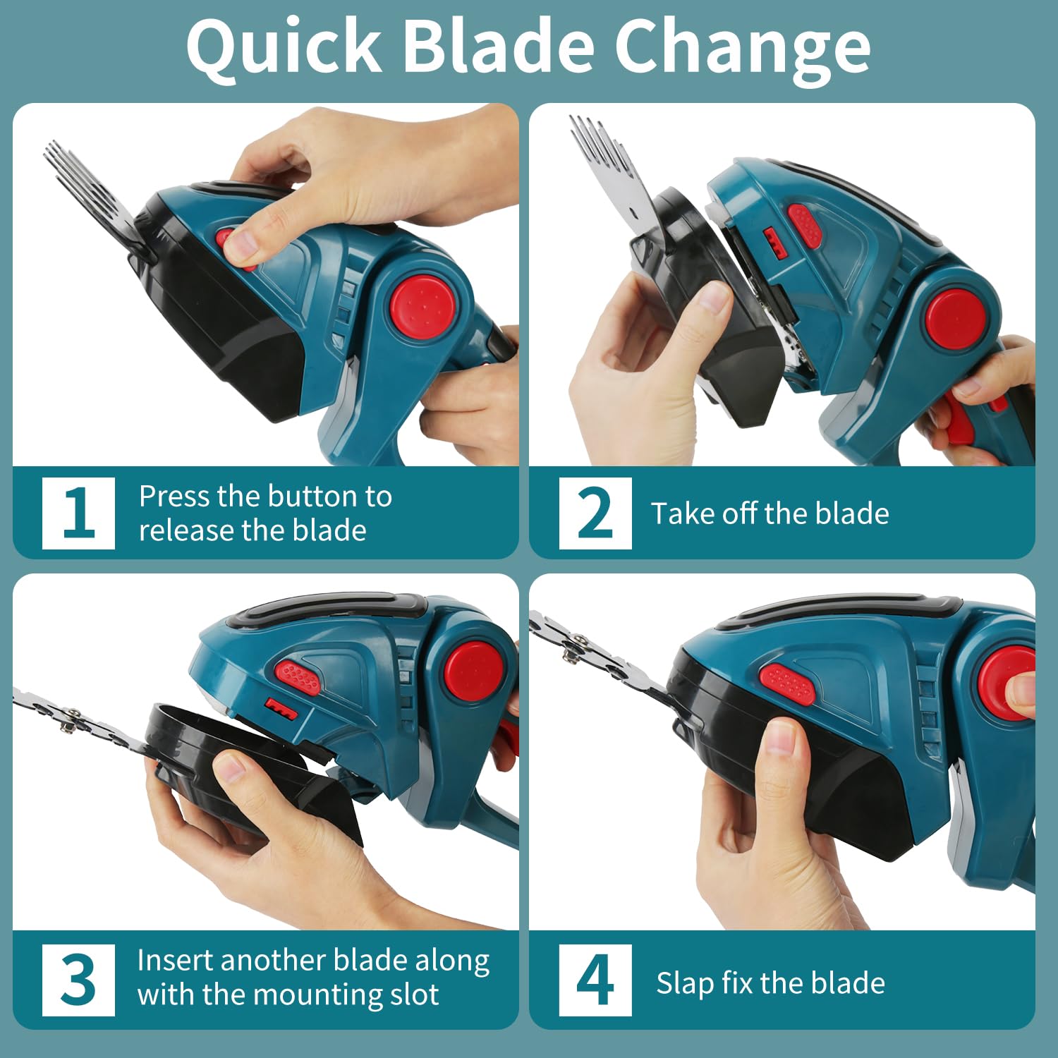Taille-Haie sans Fil 24V 2-en-1 Cisaille À Gazon avec 2 Batteries 2000 mAh et Chargeur, 20 000 TR/Min 2 Lames, Bleu