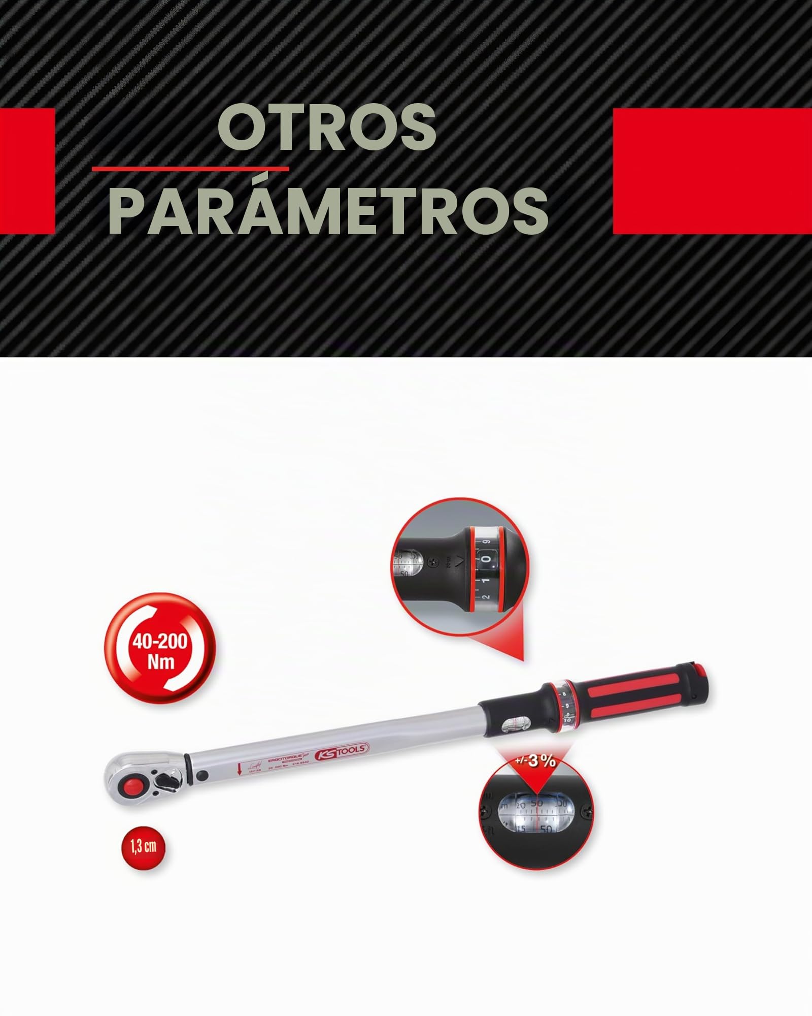 KS Tools 516.6542 1/2" Llave dinamométrica, 20-200Nm