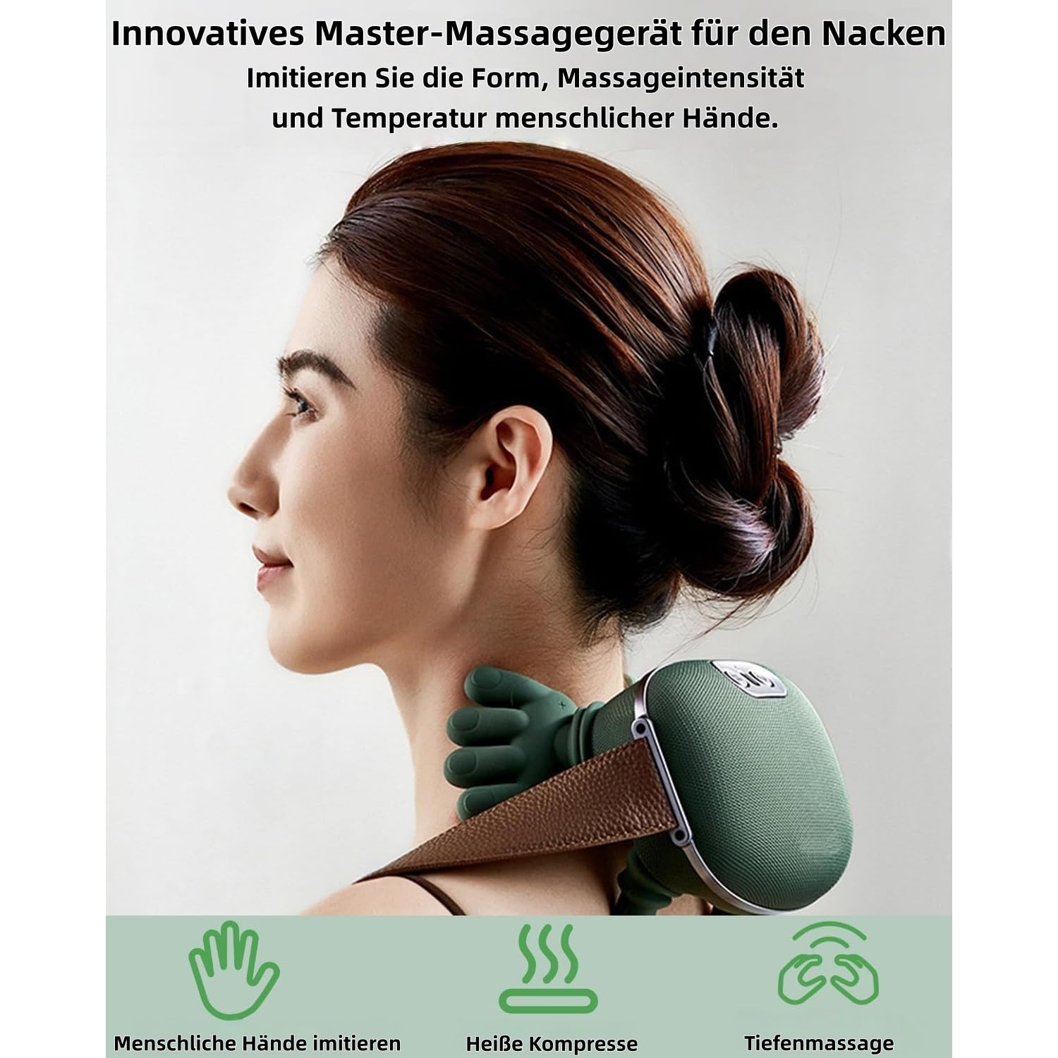 Nackenmassagegerät, Rückenmassagegerät Massagemeister mit 3 Massagestufen 2 Temperaturstufen, Elektrische Massagegeräte Mit Wärme the Master Kabellos für Schultern