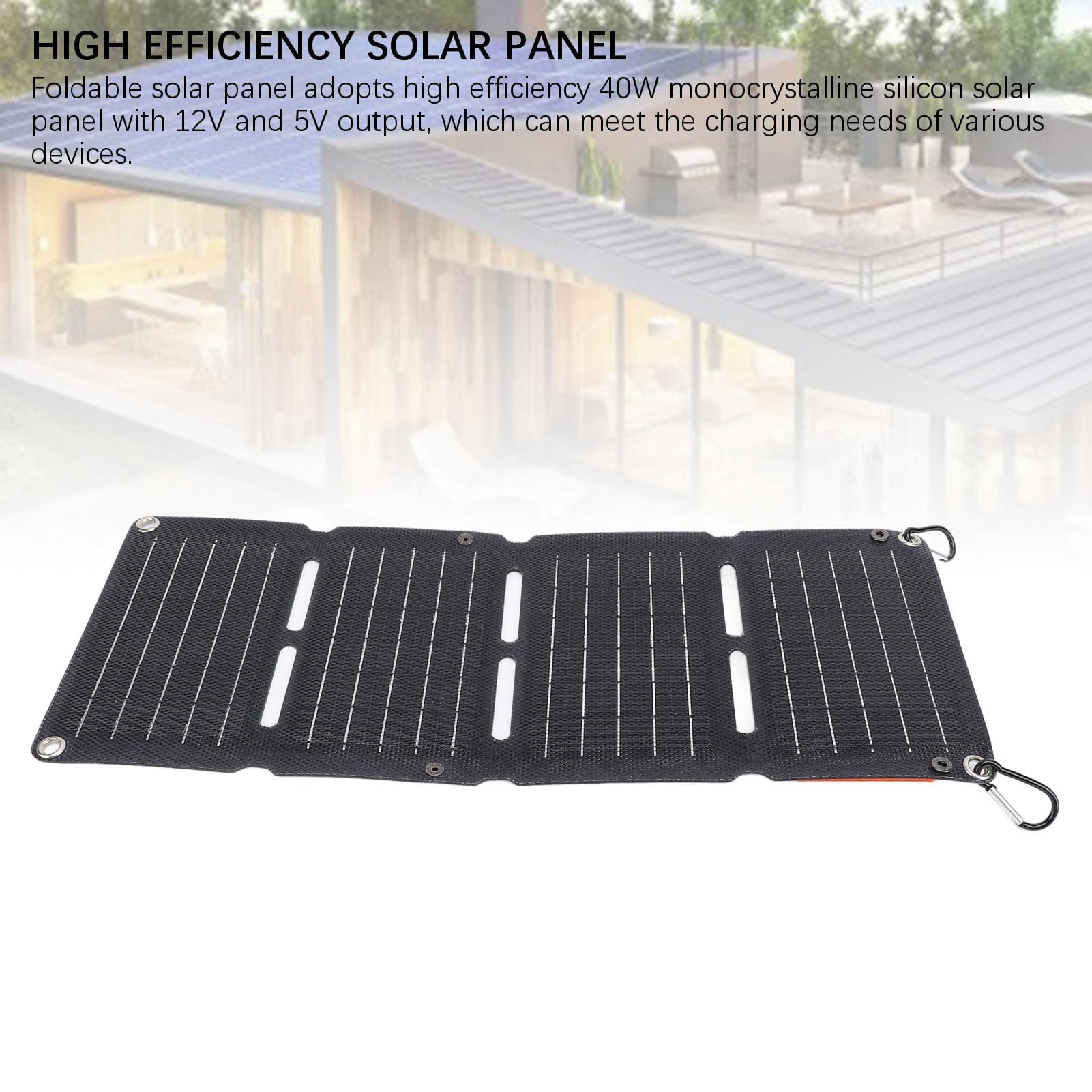 Panneau Solaire Pliable 40W, Monocristallin, Double Port USB, Régulateur QC, 4 Volets