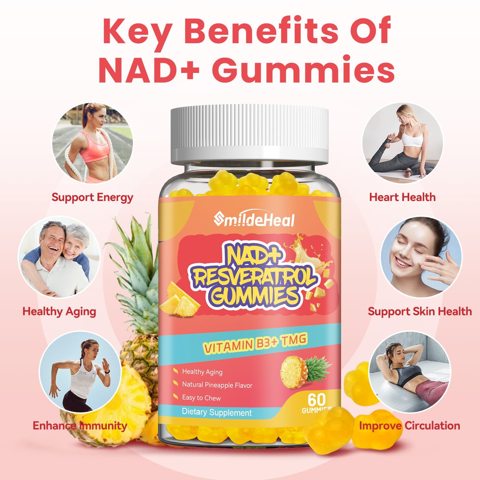 NAD+ Resveratrol Gummies, NAD+ Supplement with Vitamin B3 & TMG — Amazon image 3