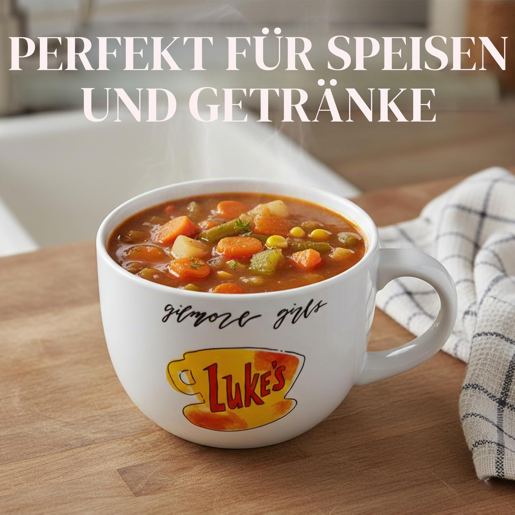 Silver Buffalo Gilmore Suppentasse aus Keramik mit Lukes-Logo, 680 ml | 0,71 Liter