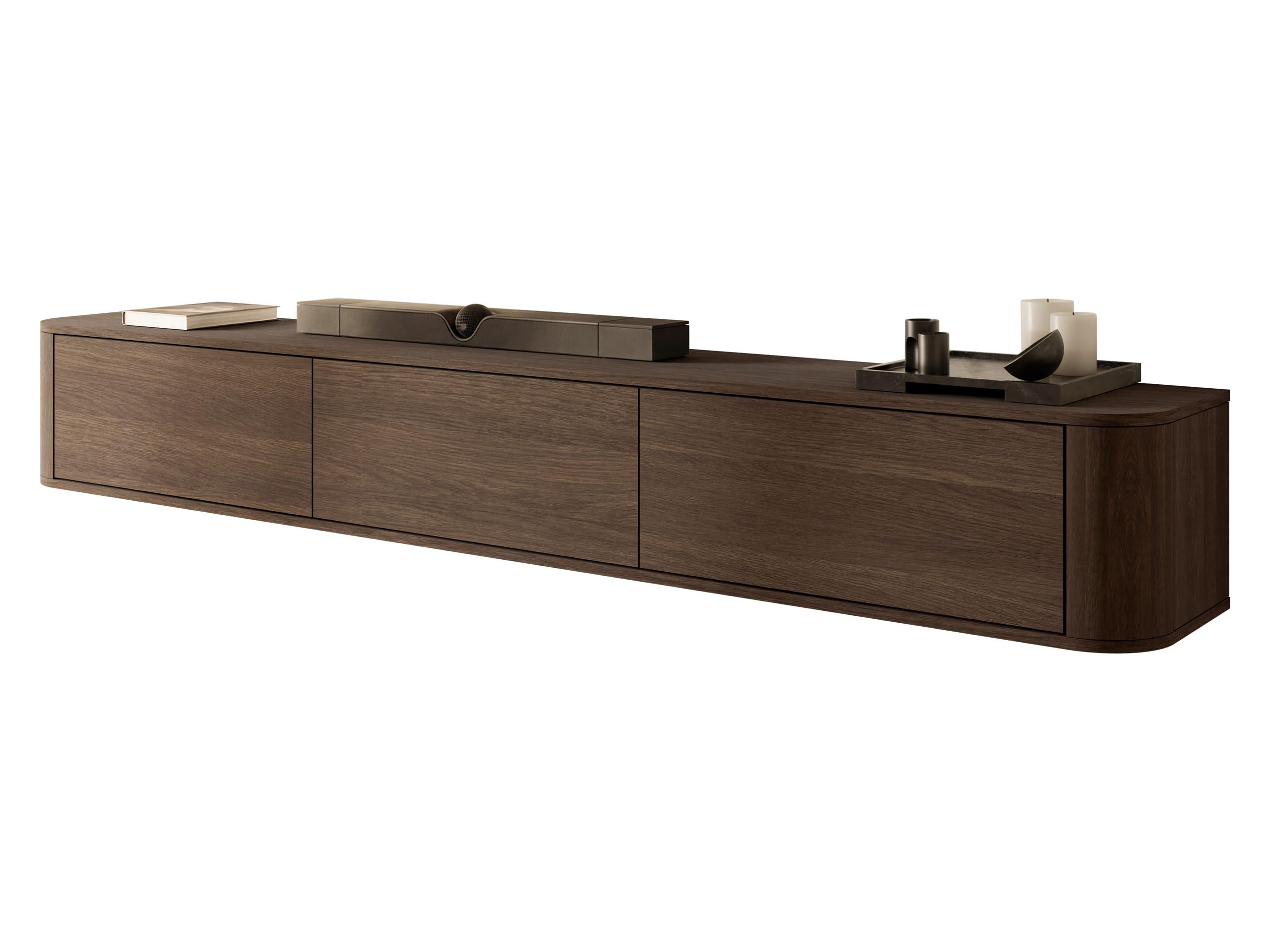 Mirjan24 TV Lowboard Hesofi, Griffloses Öffnungssystem, 3 Klappe/Tür, TV Board Sideboard, Unterschrank, Fernsehschrank, TV Tisch, Fernsehtisch (Eiche Dunin)