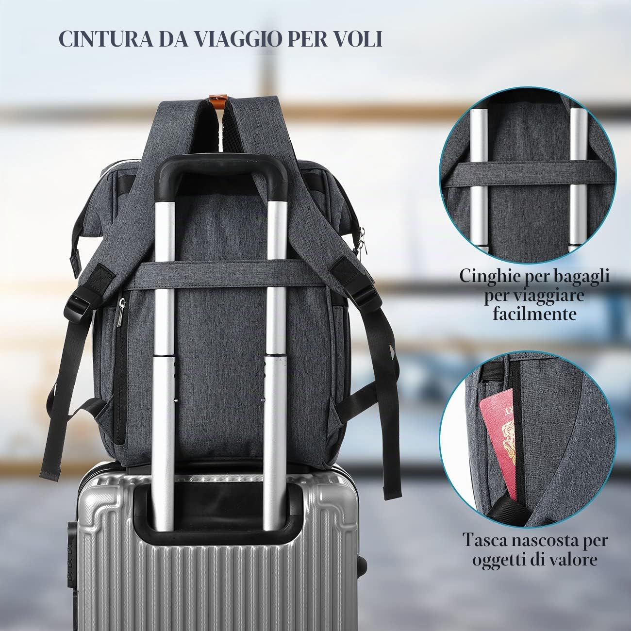 Zaino da Donna,17.3 Pollici cno Porta PC con Porta di Ricarica USB & Tasca RFID per Scuola,Lavoro,Viaggio (Grigio scuro 17in)