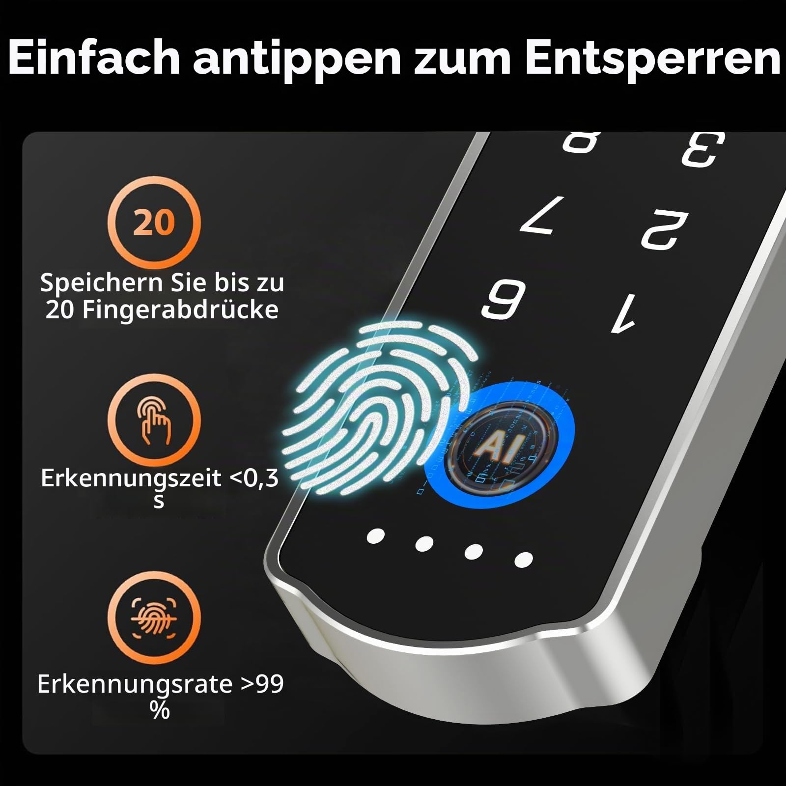 Smartes Schrankschloss mit kabelloser Fernbedienung, eLinkSmart Fingerabdruck, Passcode, RFID-NFC, Kindersicherung, mit App, Schrankschloss für Likör, Akten, Schubladen, Schließfächer, Schränke