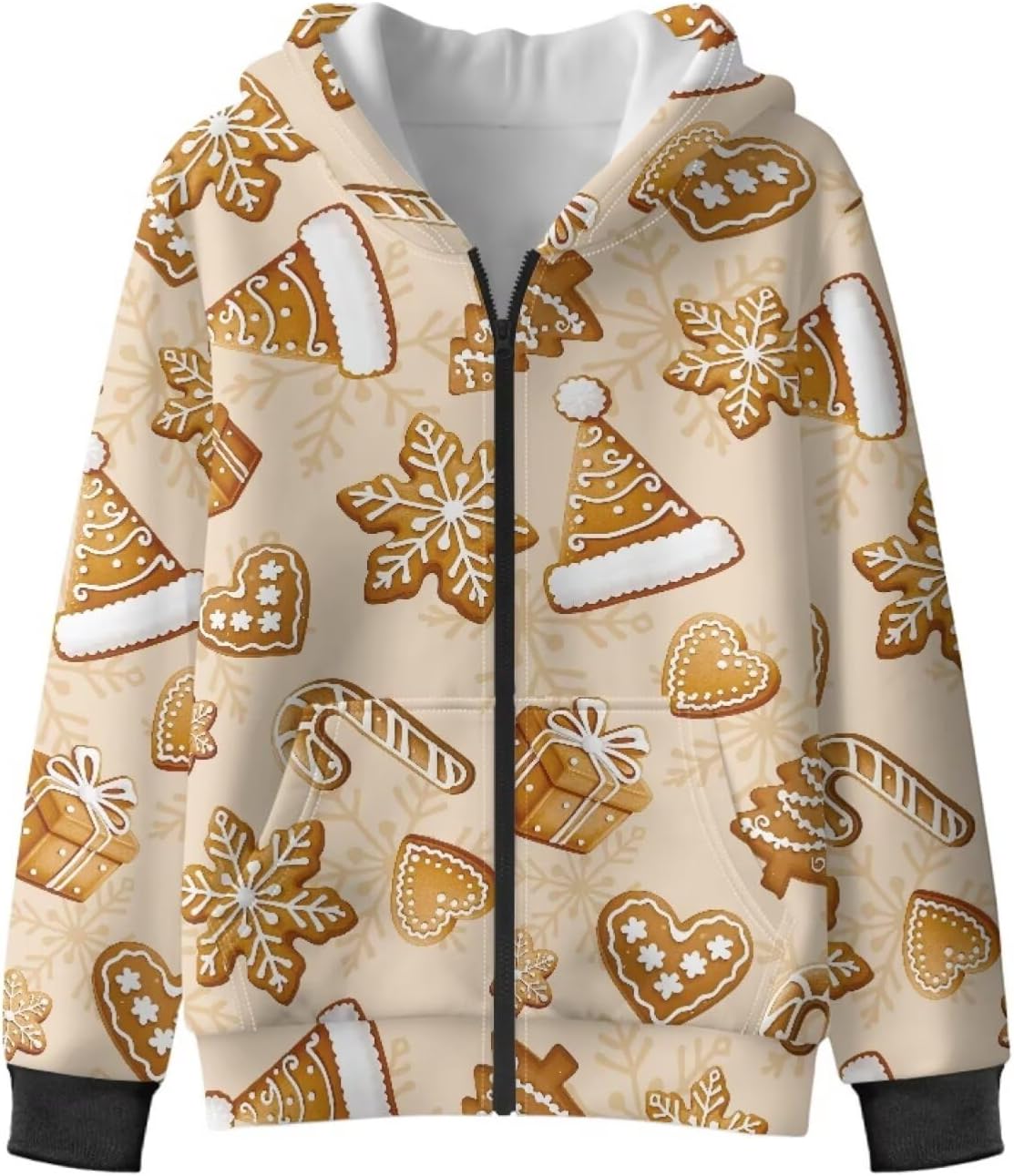Girls Christmas Hoodies Sweatshirts Winter Zip Up Jacket with Kangaroo Pockets
