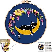 Vista 8 de Louise Maelys Kits de bordado de zorro de otoño para principiantes con patrón de animales otoñales, kit de punto de cruz para principiantes, punto