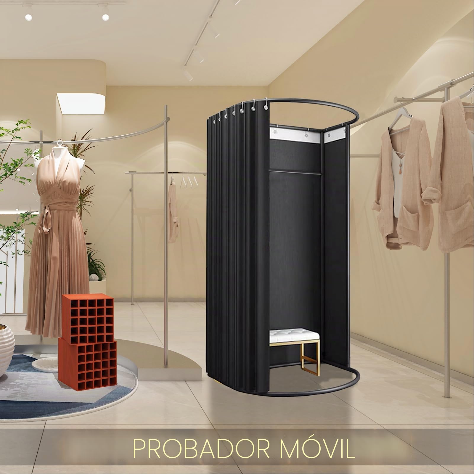 Probador Tienda De Ropa, Portátiles Móvil Temporal Vestuario Independiente, Vestuario Independiente en Forma de U para Centros Comerciales y Oficinas, Protección de la Privacidad, 200 x 100 x 95 CM