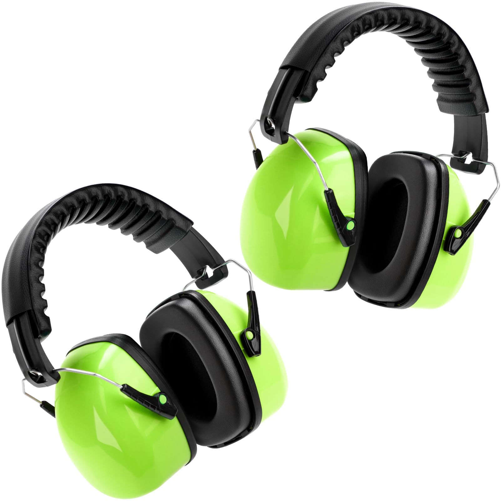 Kriogor 2 Pack Ear Defenders Children, 32dB SNR Noise Cancelling Headphones Hearing Protection Earmuffs, Soft Kids Ear Defender Adjustable Ear Protector for 3-16 Boys Girls (Lime Green-2pcs)