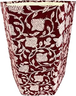 Fern Trail 3.3 Gallon Waste Basket | Small Decorative Block Printed Trash Can | Living Room, Bedroom, Bathroom | Eco Friendly and Plastic Free