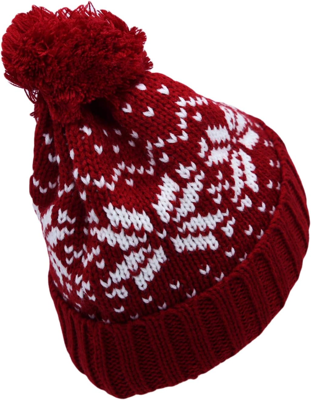 WITHMOONS Knit Fairs Isle Nordic Bobble Pom Beanie Hat CR5128