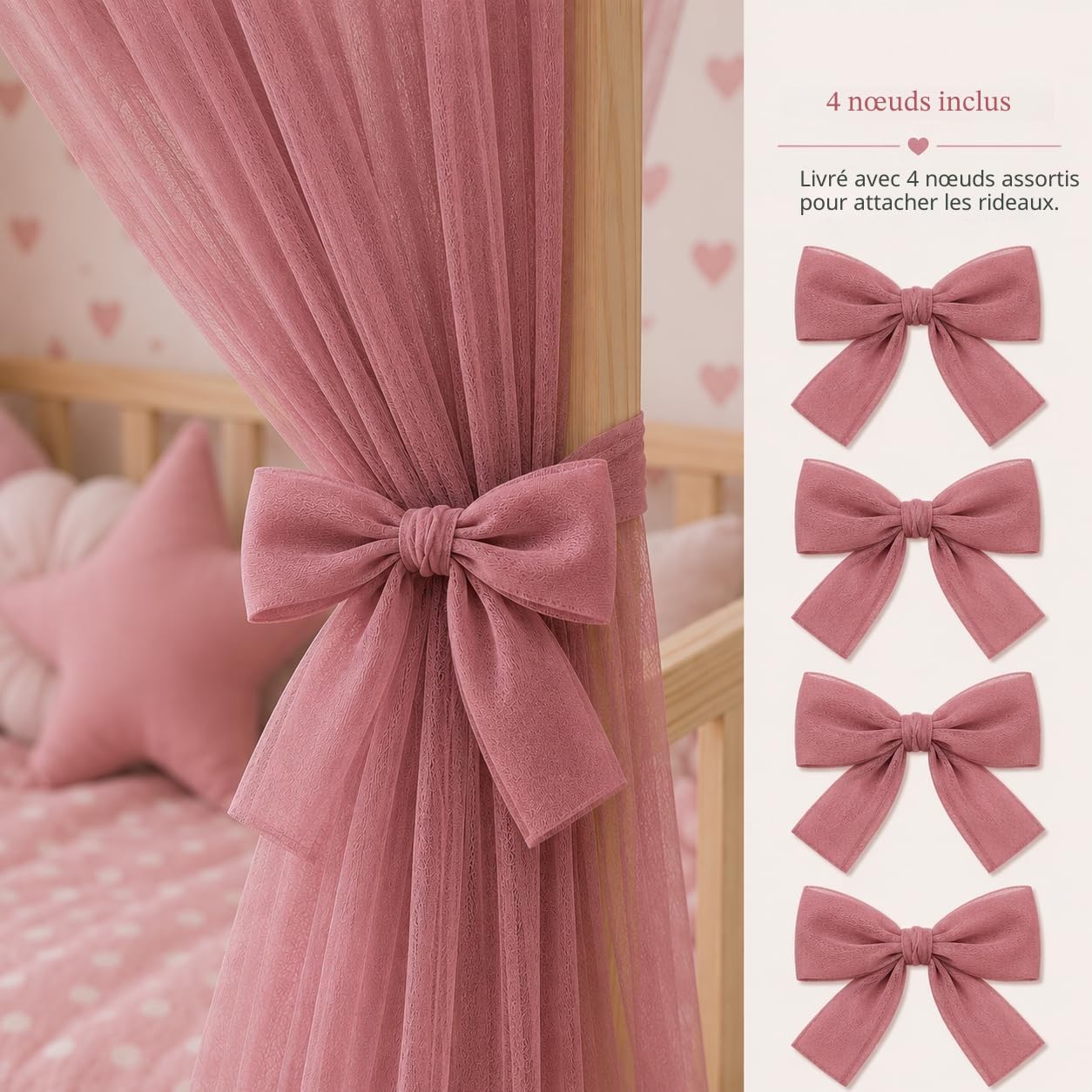 Baby Fancyroom Ciel de lit cabane Enfant Rose 360 cm – Baldaquin pour lit Maison Fille avec Guirlande à Pompons