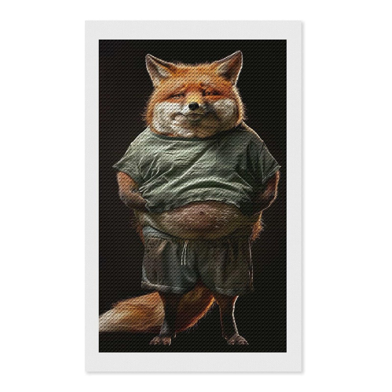 Junmoney Fox Fat Diamond Art Kit 12"x20", Neat Printed Canvas, Finish and Display, Relaxing DIY Hobby, Living Room Decor