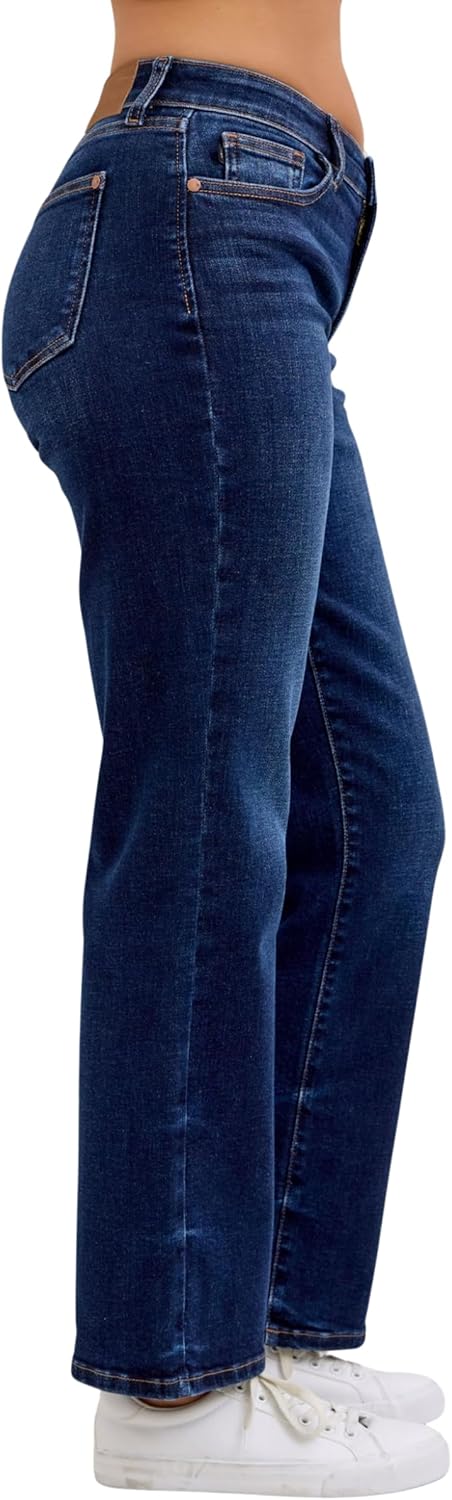Judy Blue Classic Dark Wash Mid Rise Straight - Short Inseam 30" - Image 7
