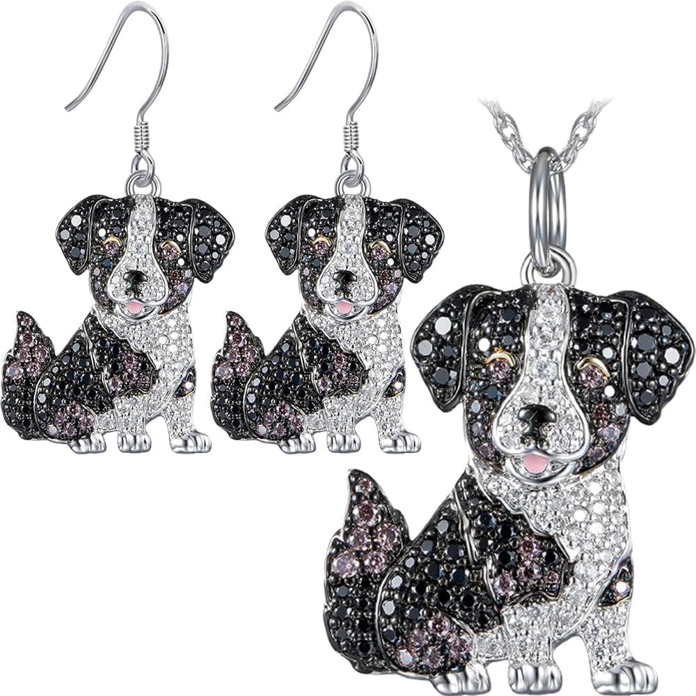 Crystal Dog Pendant Necklace Cute Animal Necklace, Jewelry For Pet Lovers (Sheep Dog) - Image 6