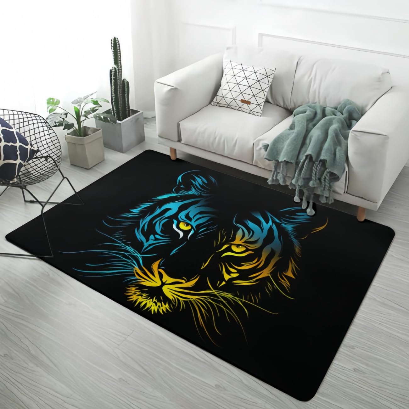 Tapis de sol antidérapant animaux fantastiques en flanelle douce pour chambre