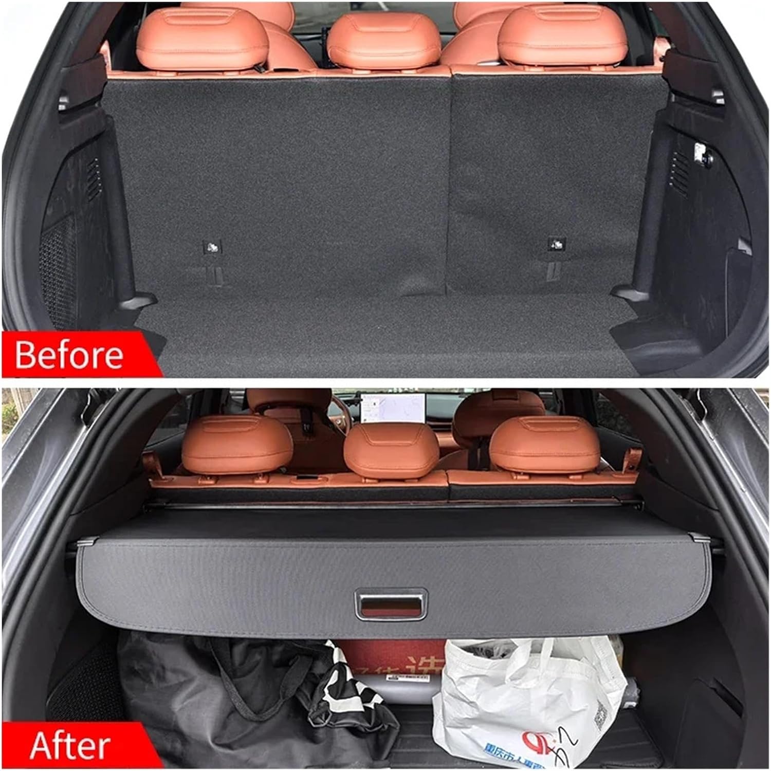 Car for Changan Deepal S05 Retractable Trunk Cargo Cover Universal Fit Black Shield Shade Auto Interior Accessories(Leather)