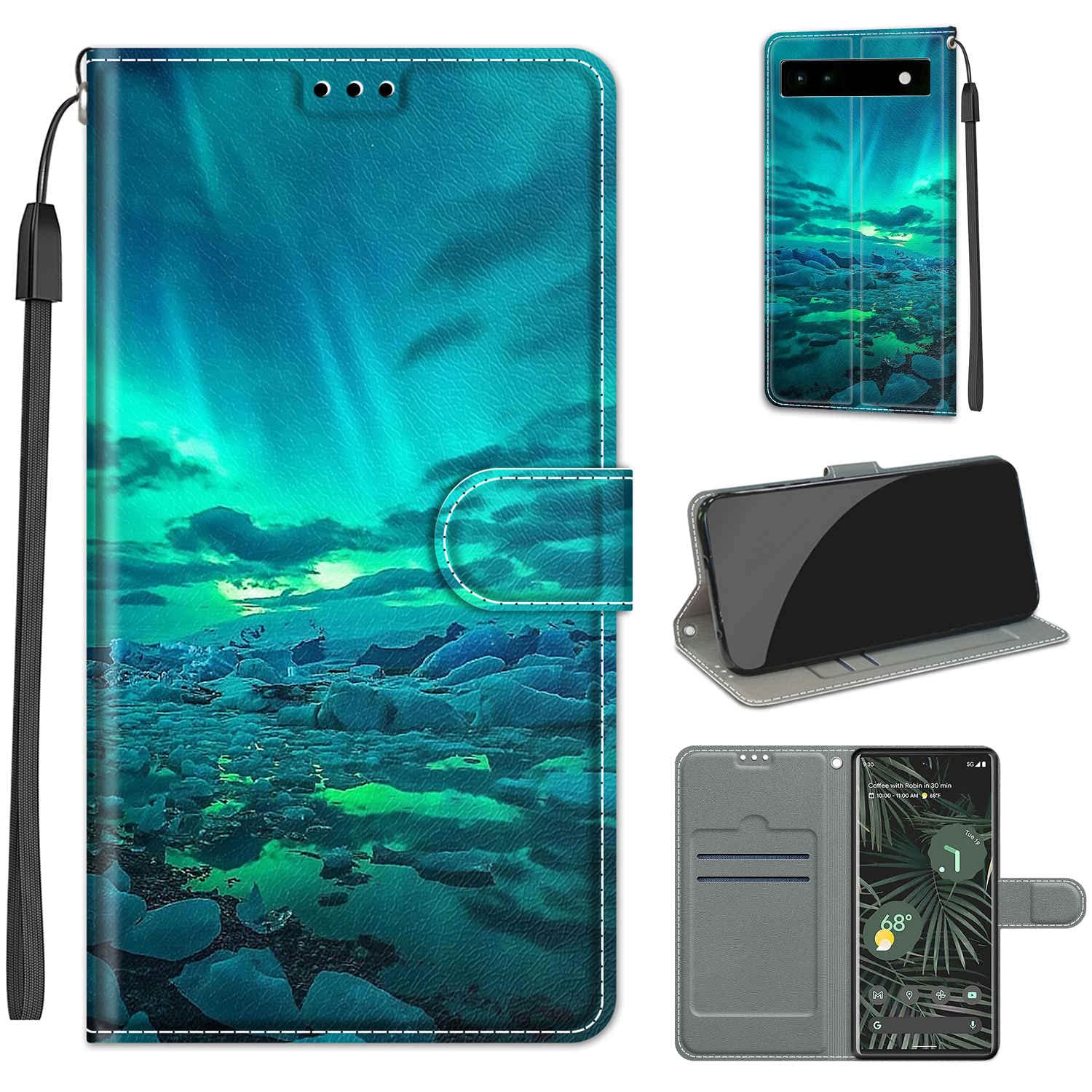 Custodia Compatibile con Google Pixel 6A, Antiurto PU Portafoglio