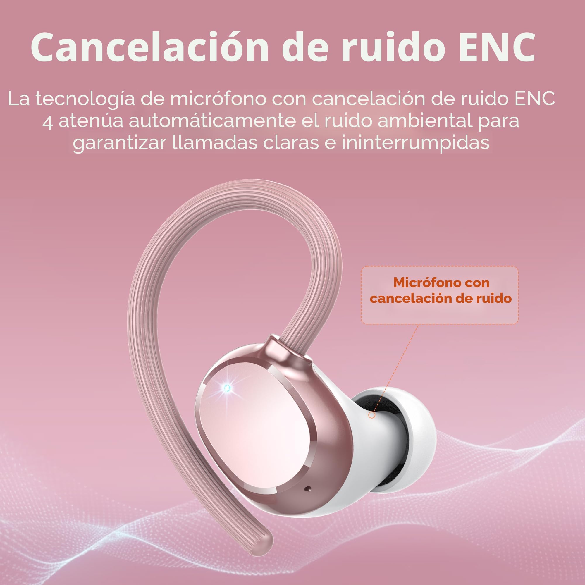 Auriculares Oreja Abierta Bluetooth 5.3, Auriculares Inalámbricos Deportivos con Gancho, Reproducción de 128H Pantalla LED, Auriculares con micrófono Incorporado, Control Táctil, IP7 Impermeable