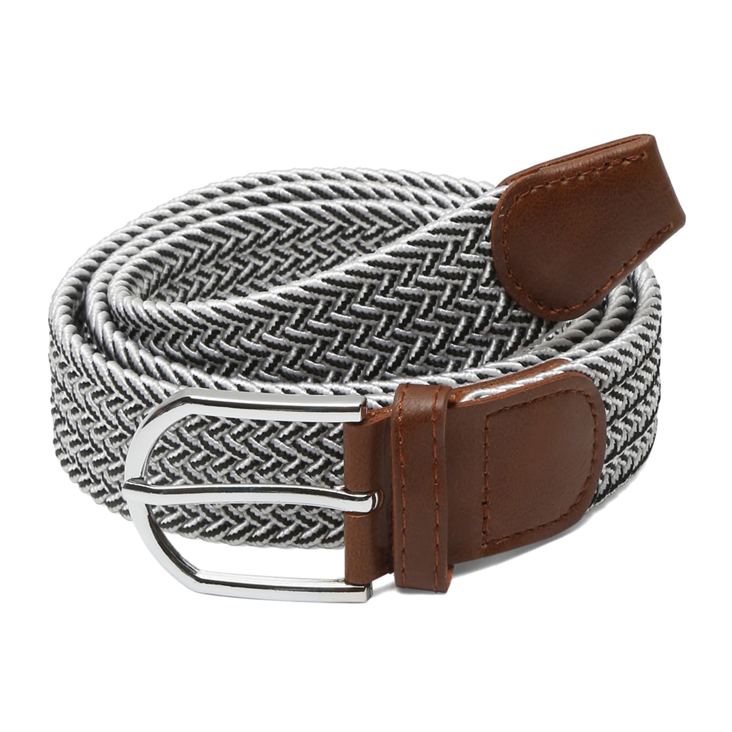 mutaqinoti Men's Black Stretchable Braided Belts For Men and Women Woven Belt with Leather Ends (-BEEL)-picture-10