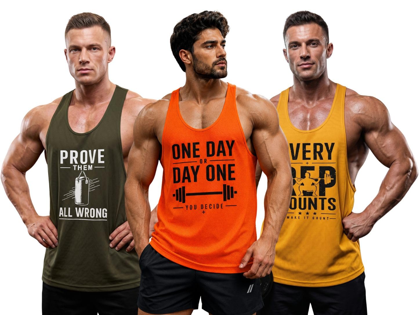 zeffit Men's Pack of 3 Dry Fit Athletic Training Sleeveless Gym Vests with Motivational Graphic Print-picture-52