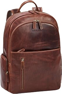 STILORD Rio Premium Lederrucksack für Herren Arbeitsrucksack mit Laptopfach 15.6 Zoll Groß Laptoprucksack Männer Rucksack Leder für Arbeit Büro Reise Uni aus Echtleder Farbe:Kara - Cognac
