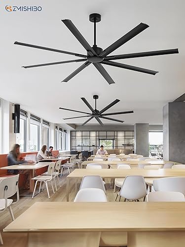 Miniatura 7 de ZMISHIBO Ventilador de techo industrial con motor CC de 84 pulgadas, ventilador de techo grande con 8 cuchillas reversibles, 3 varillas
