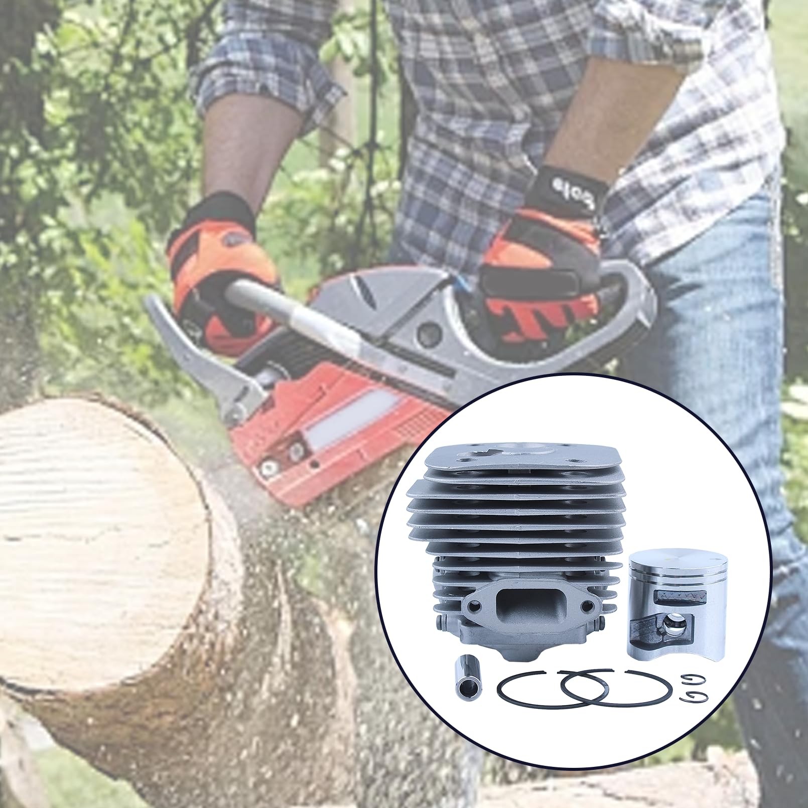 50 mm Zylinder und Kolben Set für Husqvarna 365 372X-TORQ 365 372XP X-Torq, mit Zündkerze, Wellendichtringen und Dichtungssatz, Ersatz für 575255702