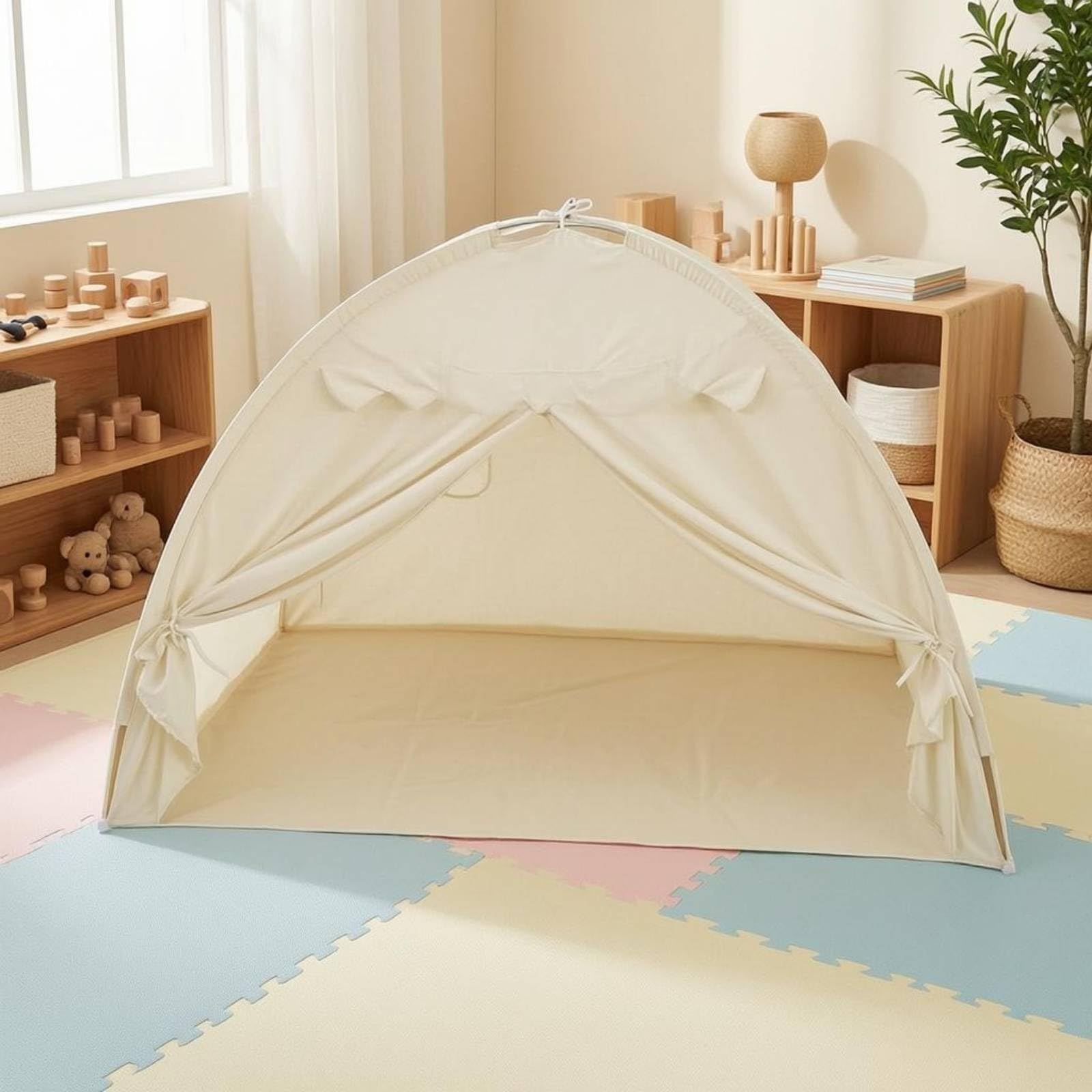 Tenda Gioco Bambini Tenda Giochi Bambini Capanna Bambini Ampia E Accogliente per Area Gioco E Lettura Materiale Vellutato Pesca Adatta per Lettura, Nero