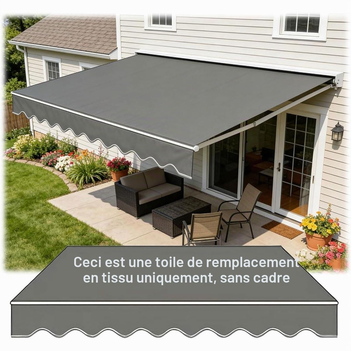 Store Banne sans Percage, Store Exterieur Terrasse, Store banne rétractable Manuel en Polyester, 2 m, 3 m, 4 m, 5 m, 6 m, 7 m, 8 m, 10 m, 12 m, 16 m, 20 m, pour terrasse, Balcon(I,300x200cm)