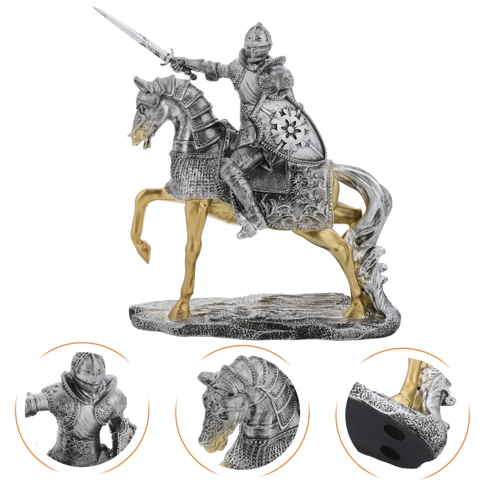 Supvox Silberne Miniatur Ritterfigur aus Kunstharz für Tischdekoration | Vintage Optik mit Feinen Details, Vielseitig Platzierbar für Büro und Zuhause, Kompakte Sammlerstatue