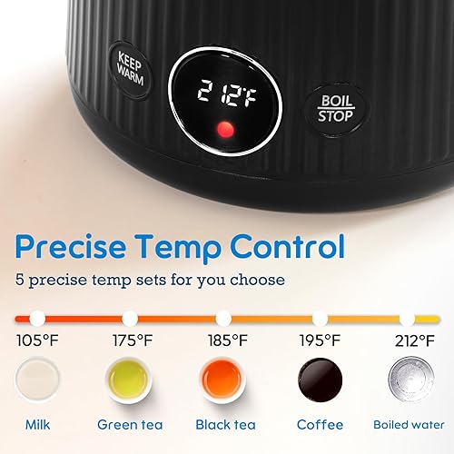 Miniatura 3 de Hervidor eléctrico grande de 1.7 L (57 onzas), control de temperatura, 7 tazas de té eléctrico para café y té, hervidor de agua caliente grande de 2