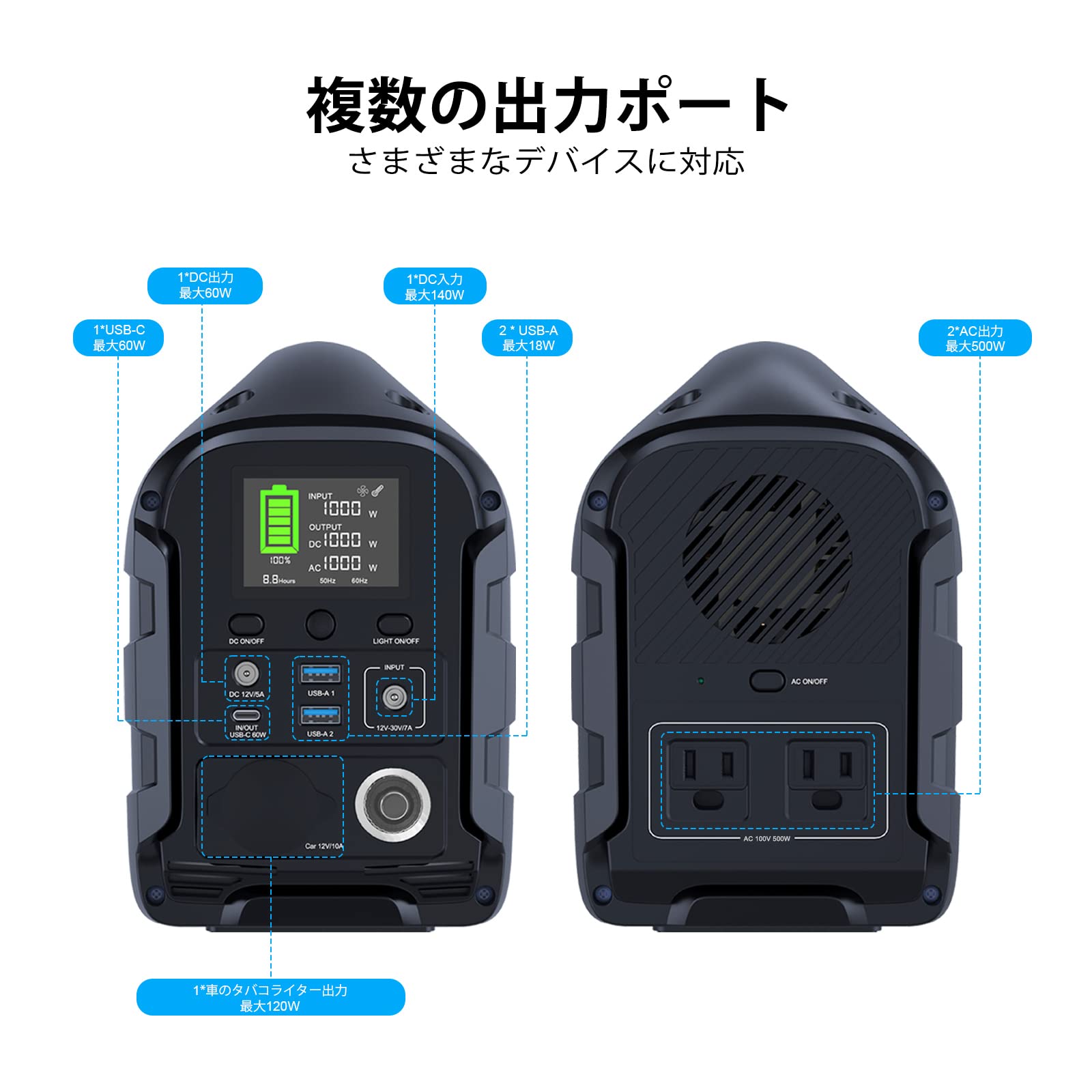 Amazon.co.jp: BULLBATポータブル電源Adventurer500、298Whリチウム 