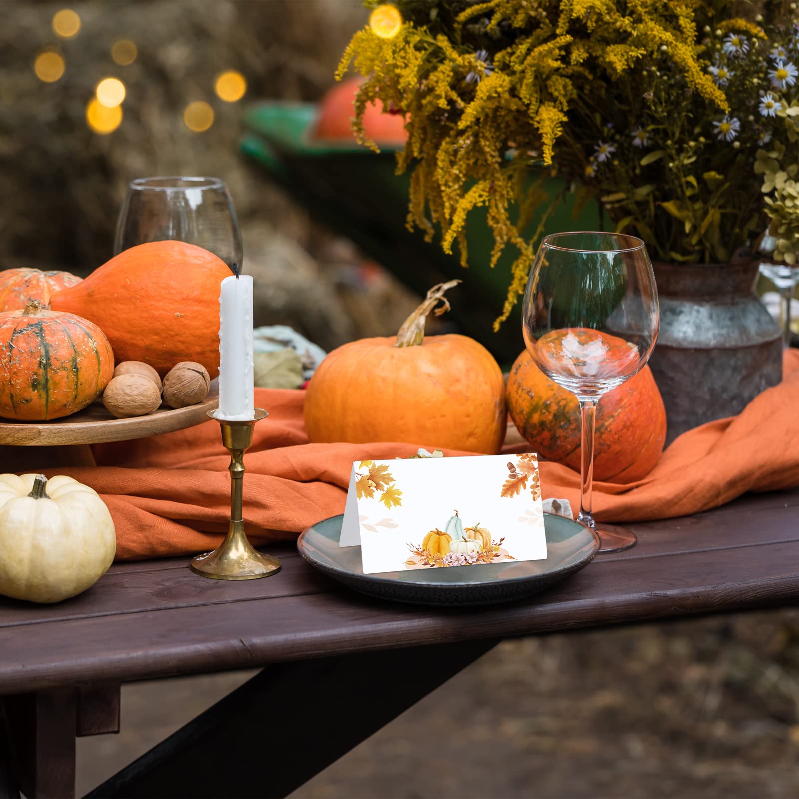 PATIKIL Pumpkin Place Card Holder, 5 Set Thanksgiving Table