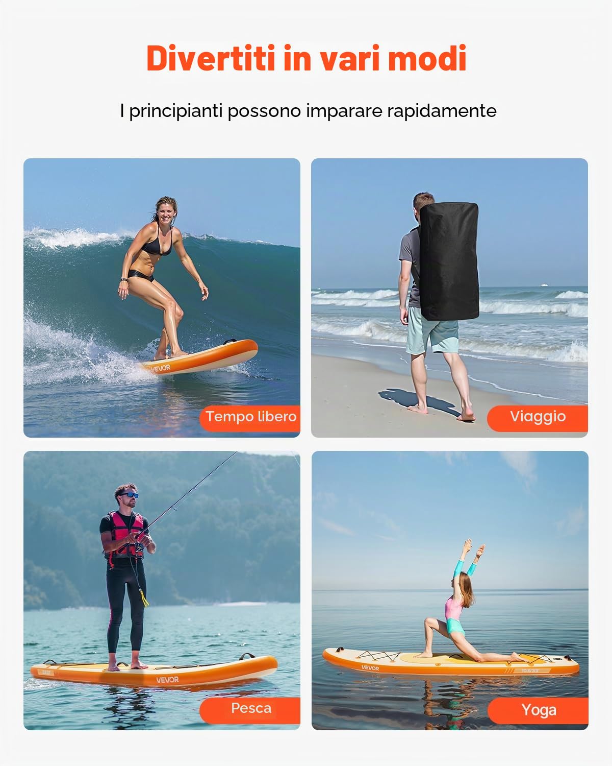 VEVOR Tavola da Paddle SUP 323 x 83,8 x 15,2 cm Ultraleggera con Accessori